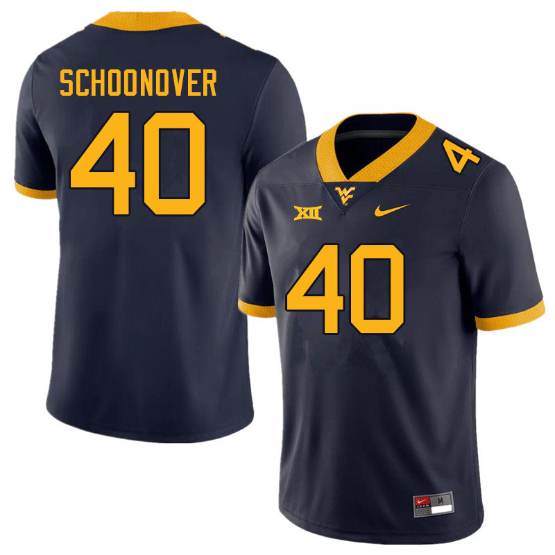 Men #40 Wil Schoonover West Virginia Mountaineers College Football Jerseys Sale-Navy